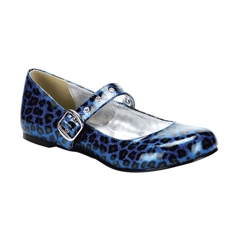 DEMONIA Daisy-04 Blue Glitter Cheetah Womens Flats Mary Jane Rockabilly Goth Shoe at Sears.com