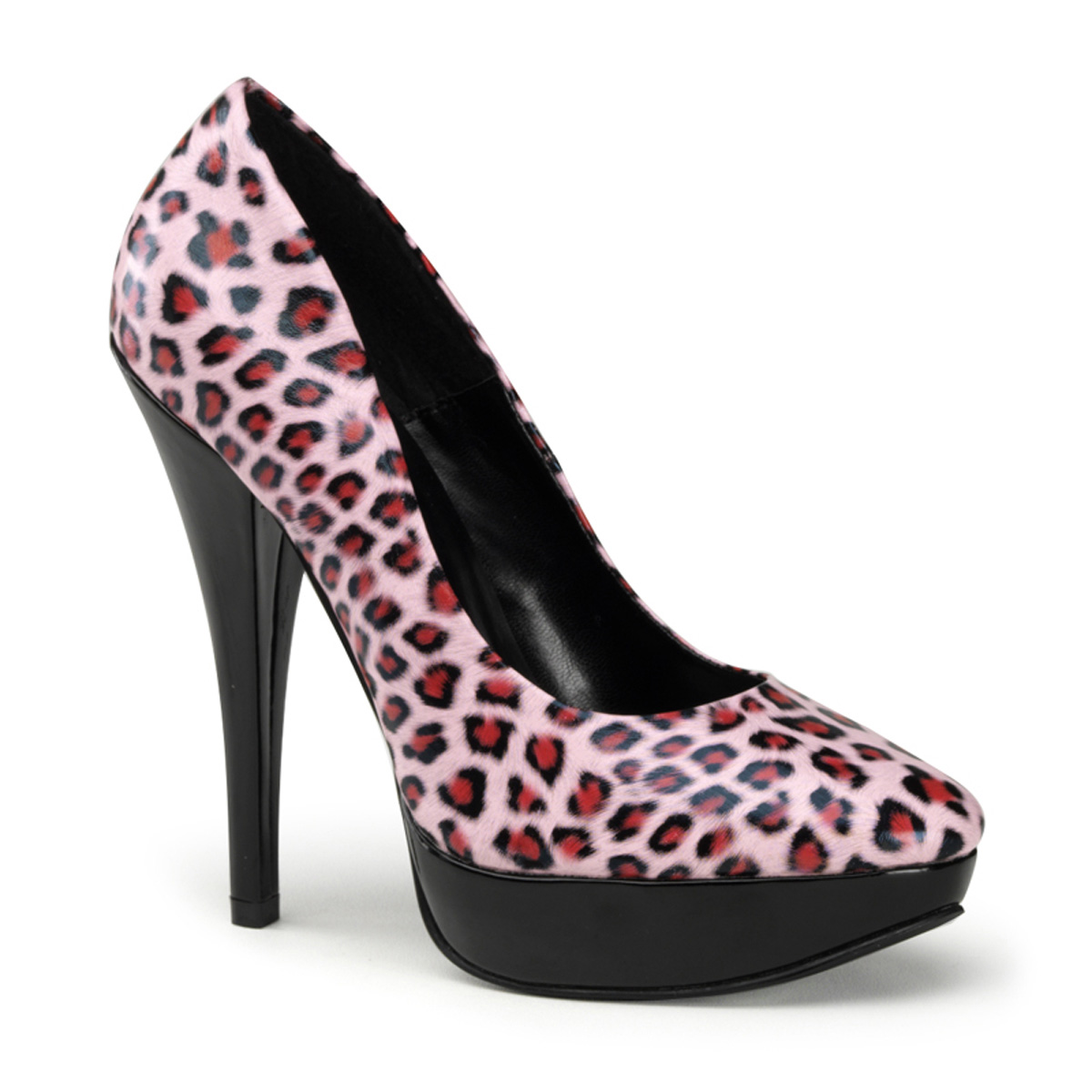 PLEASER Harolow-01 High Heel Black Patent and Baby Pink Leopard PU Classic Platform Pump at Sears.com