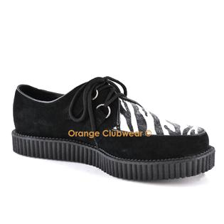 DEMONIA CREEPER-600 Goth Gothic Punk Suede Unisex Zebra Creeper Shoes-