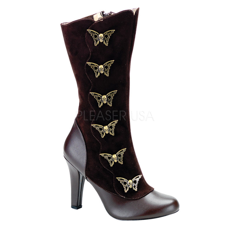 Women's Brown Steampunk Calf Boots 