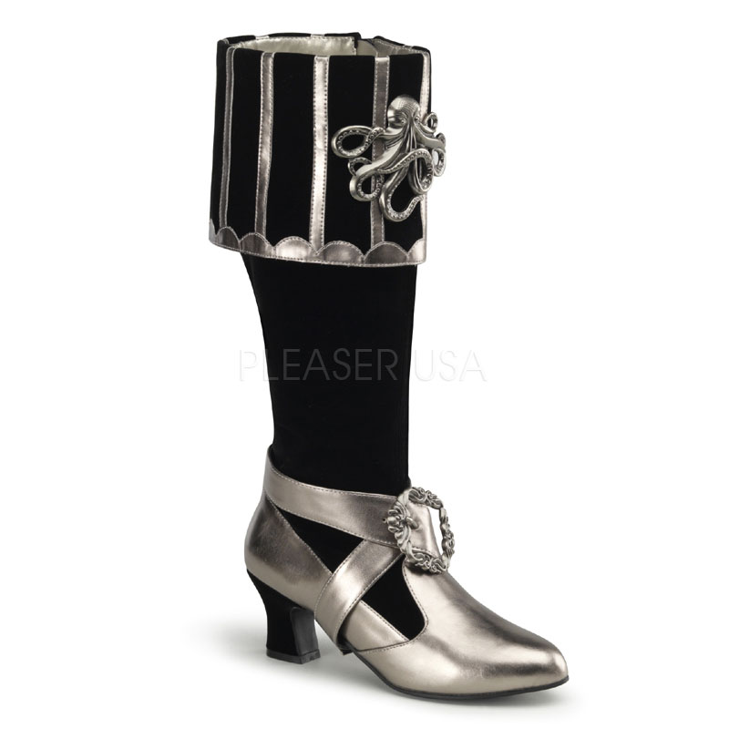 Steampunk Octopus Black Knee Hi Unique Costume Boots