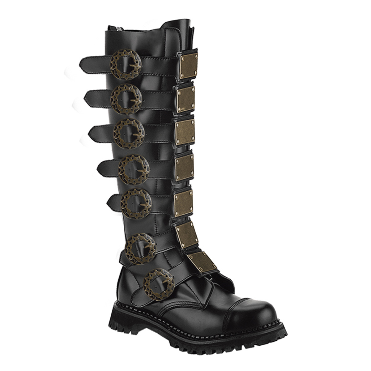 Men's Steampunk  Black Leather Boots