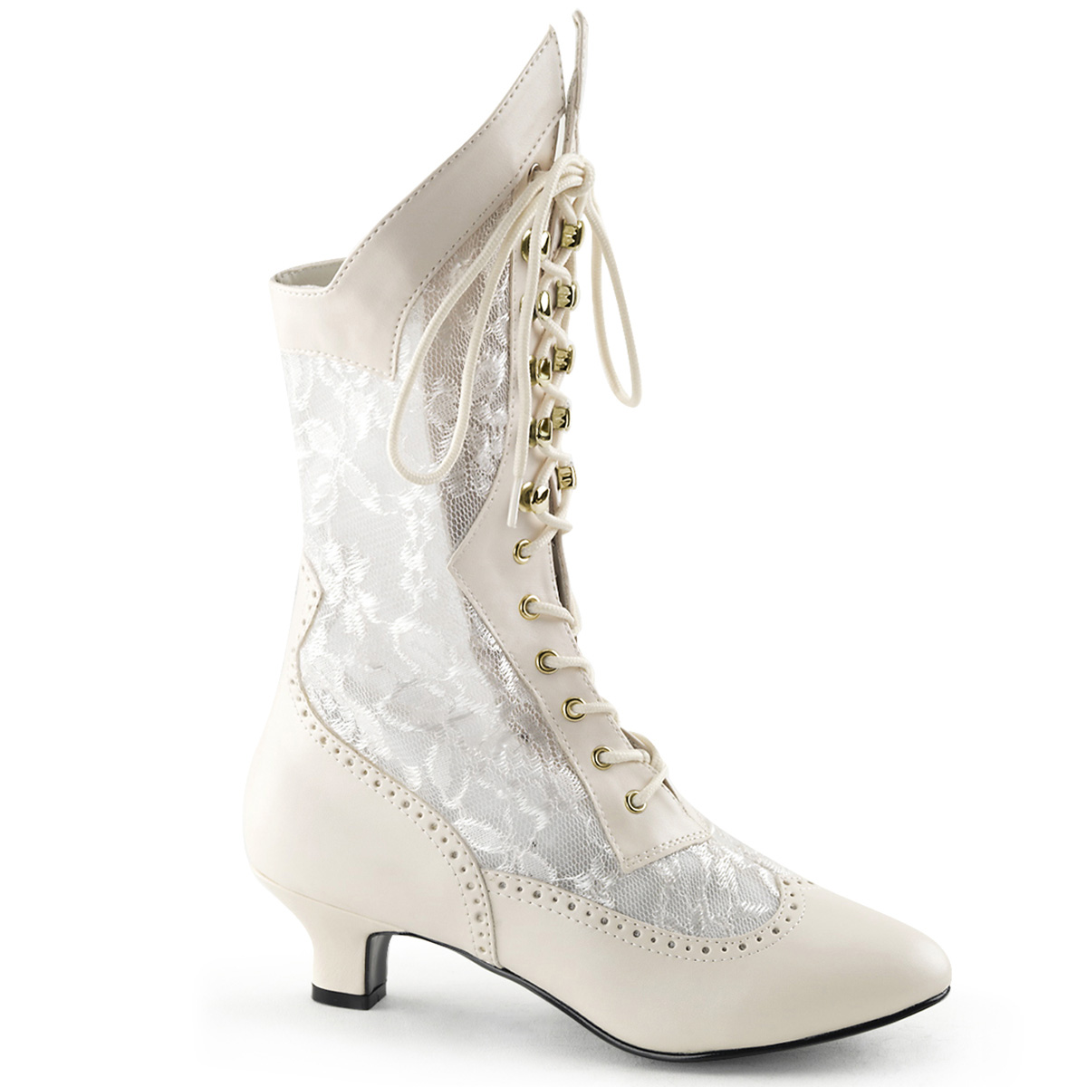 Dame-115 Womens Old Fasioned Ivory Granny Wedding Victorian Boots Shoe