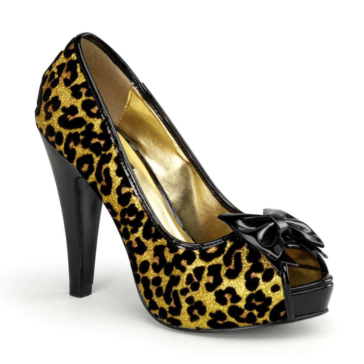 Bettie-12 Rockabilly Gold Cheetah Vintage Style High Heels Pumps