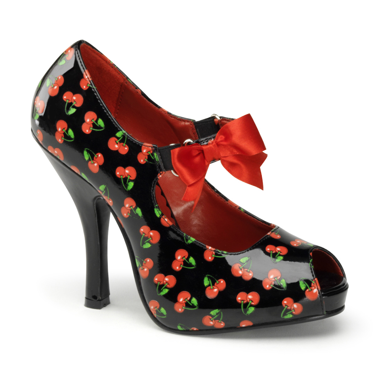 Cutiepie-07 Womens Sexy Burlesque Black Retro Rockabilly Cherry High