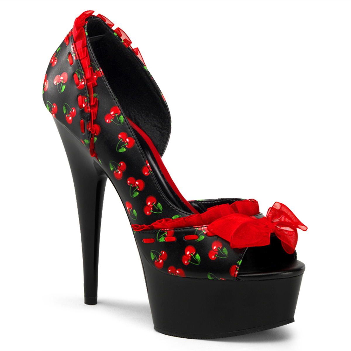 Delight-665 Womens Sexy Platform 6 Inch High Heels Rockabilly Lace