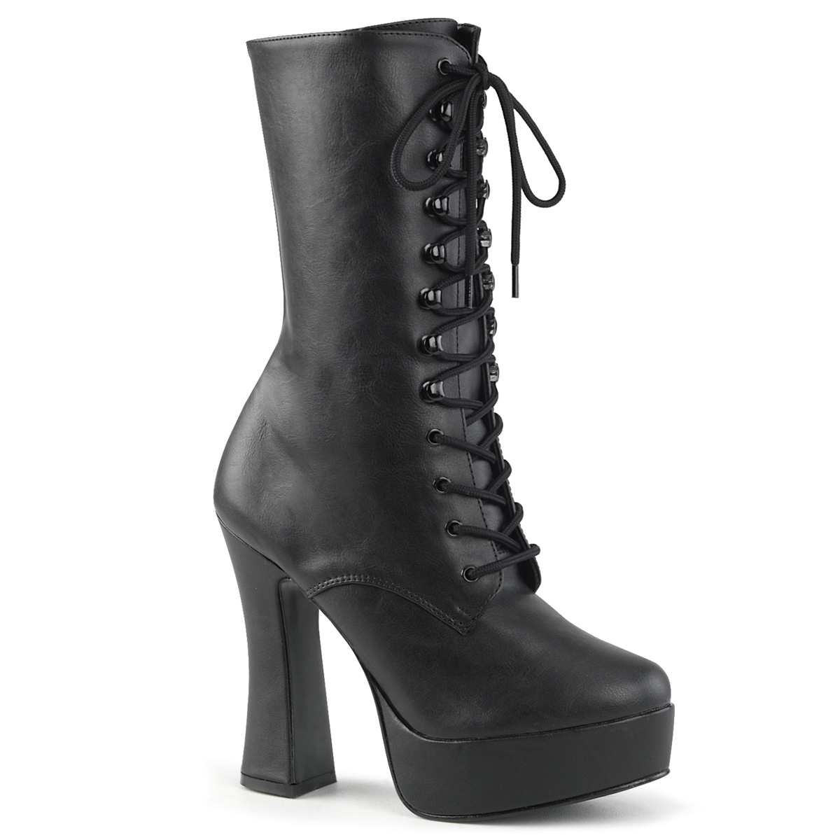 Pleaser Electra-1020 Womens Matte Black Chunky Heel Ankle High Platform 5 Inch High Heels Boots Shoes at Sears.com