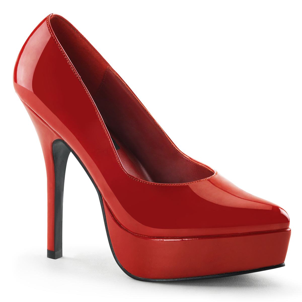Pleaser Indulge-520 Womens Shiny Red 5 1/4 Inch High Heel Platform Basic Classic Evening Dress Pumps High Heels Shoes at Sears.com