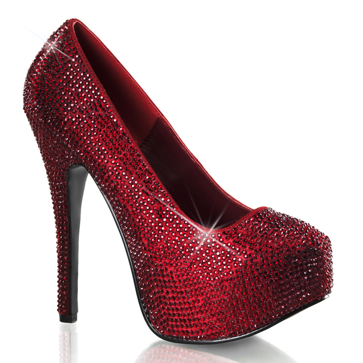 Bordello Teeze-06R Womens Ruby Red Satin Concealed Platform Rhinestone Covered Evening Dress Prom High Heels Pumps Shoes at Sears.com