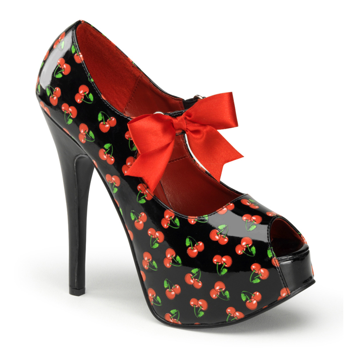 Pleaser Teeze-25-3 Womens Pinup Black Cherry Design Peep Toe Concealed Platform Rockabilly Retro Look High Heels Pumps Mary Jane Shoes at Sears.com