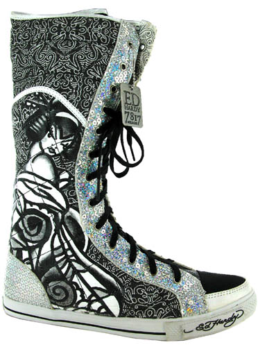 UPC 884456016217 product image for Ed Hardy Women's 'Shins' Glitzy Lace Up Shin-High Boots | upcitemdb.com