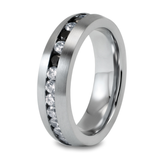 West Coast Jewelry Black and White Round Cubic Zirconia Stainless Steel Ring (6mm) at Sears.com