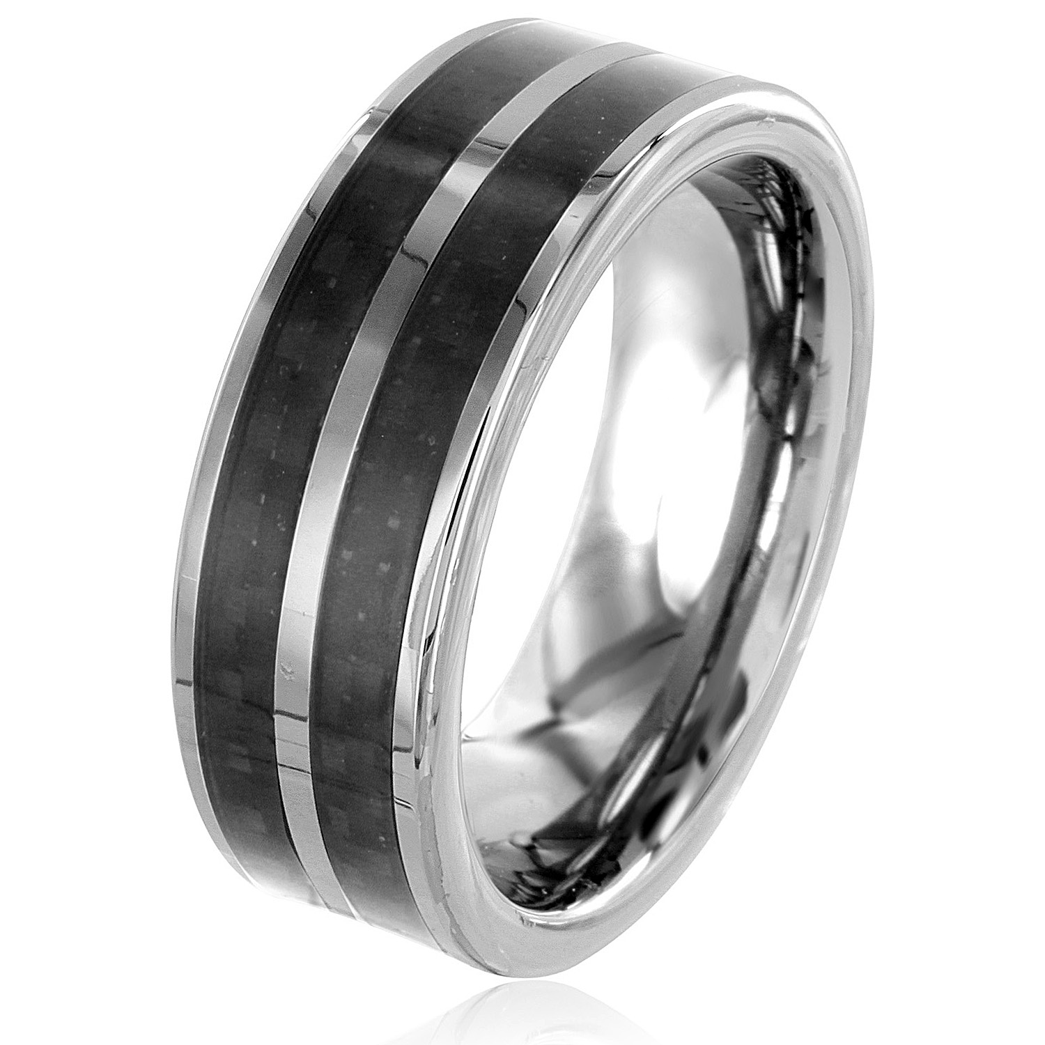 West Coast Jewelry Tungsten Carbide Double Black Carbon Fiber Inlay Ring (8.0 mm) at Sears.com