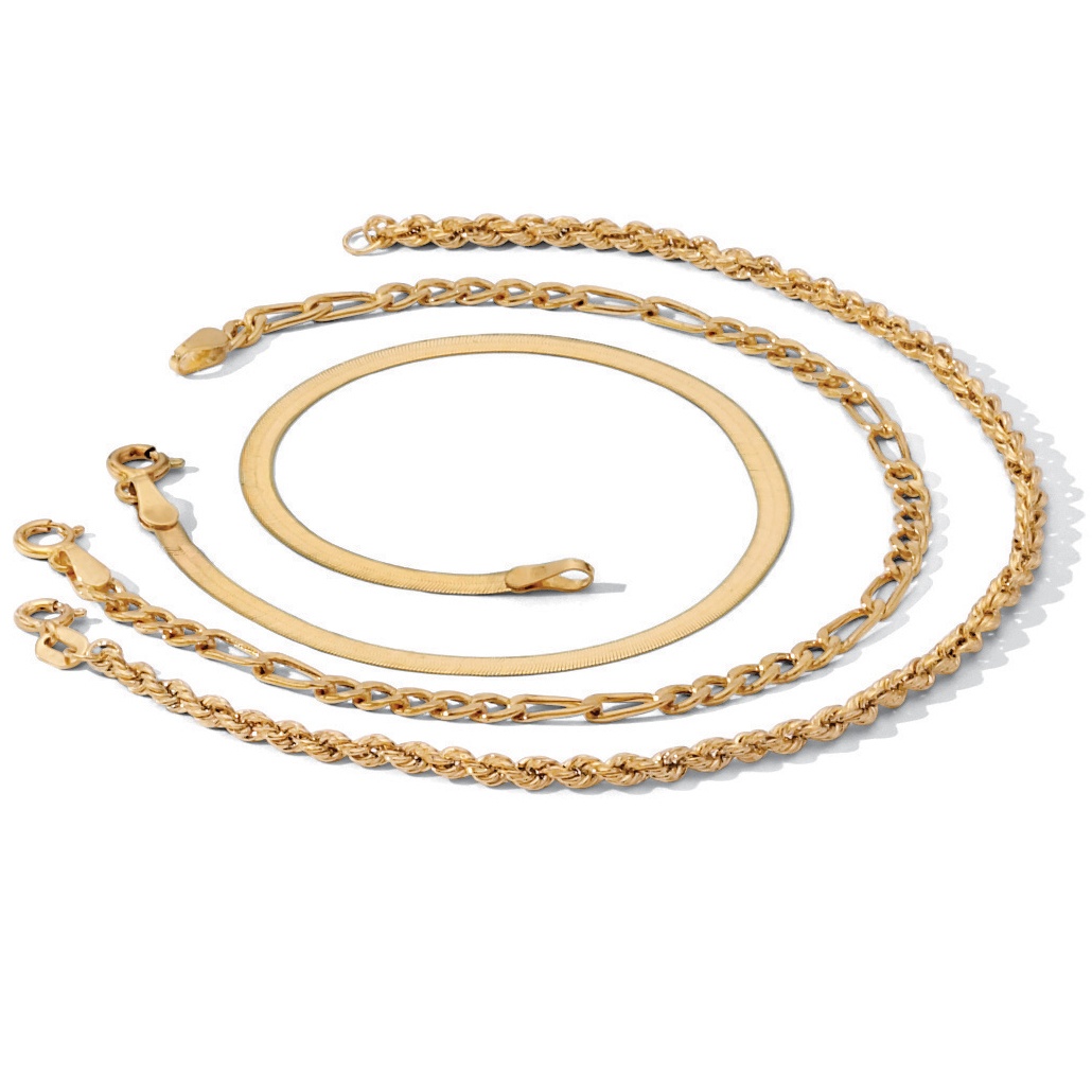 Palm Beach Jewelry Rope, Herringbone and Figaro 18k Yellow Gold over Sterling Silver Ankle Bracelet 3-Piece Set 10" at Sears.com