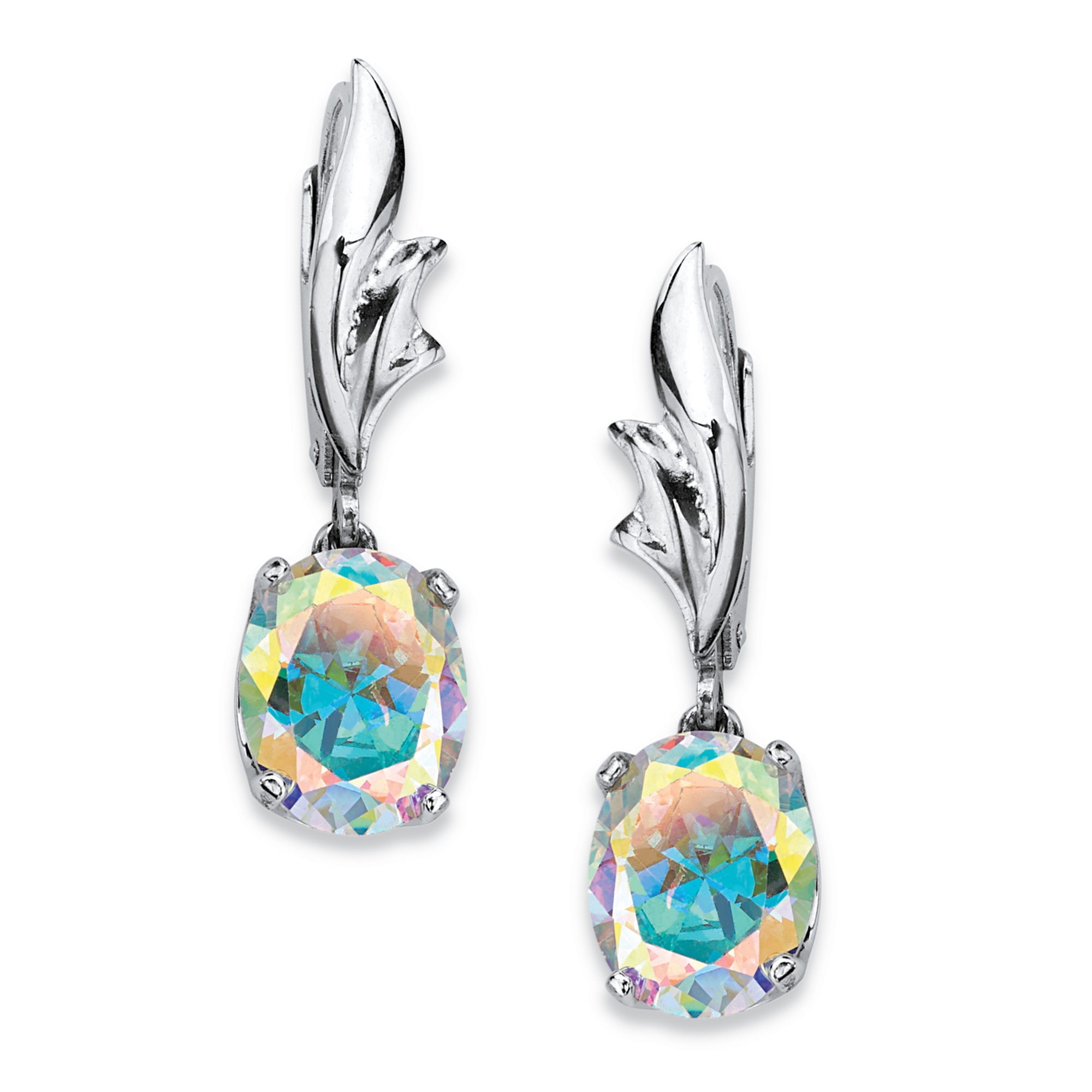 Lillith Star 5.08 TCW Oval Cut Cubic Zirconia Sterling Silver Aurora Borealis Drop Earrings at Sears.com