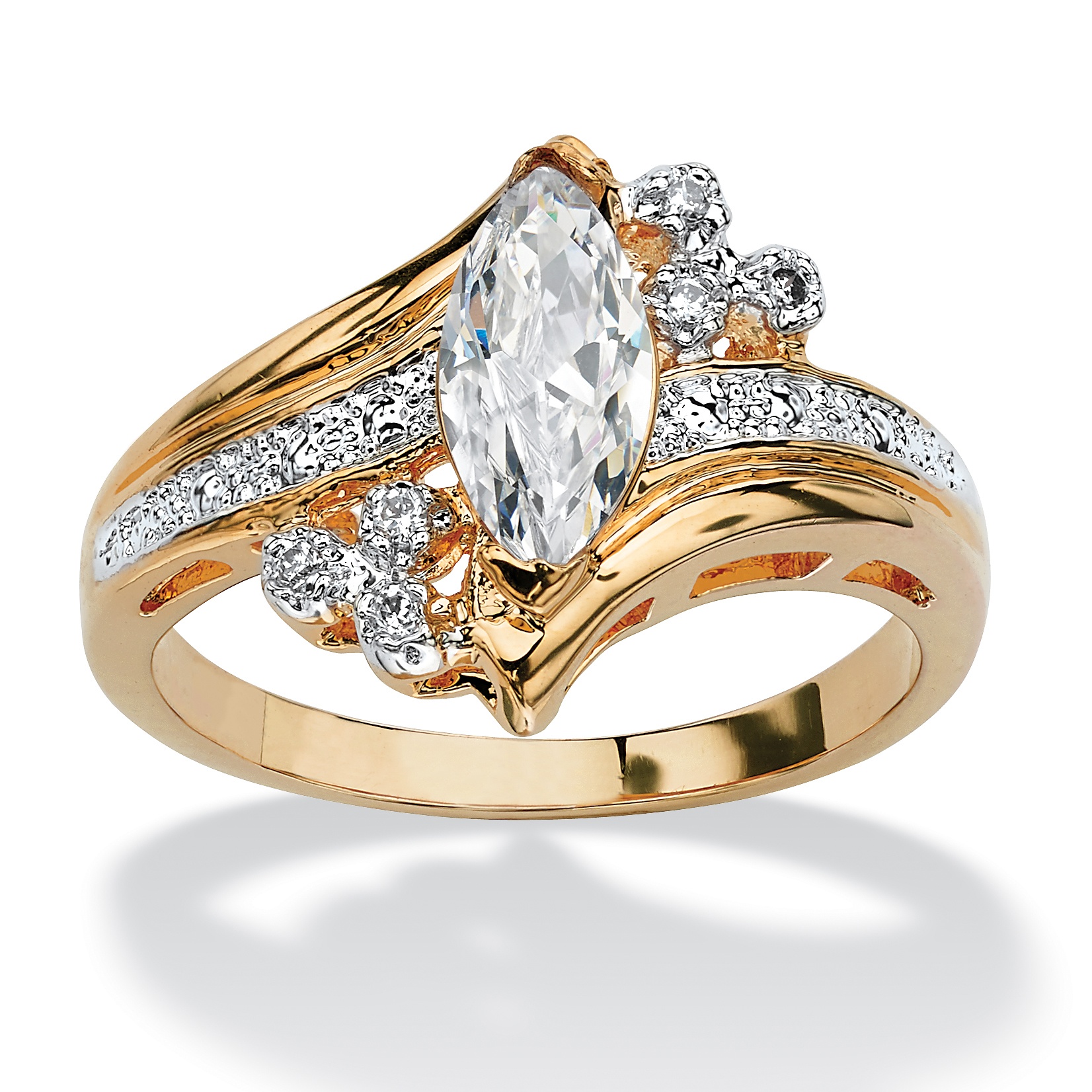 Palm Beach Jewelry 1.03 TCW Marquise-Cut Cubic Zirconia 14k Yellow Gold-Plated Engagement Anniversary Ring at Sears.com