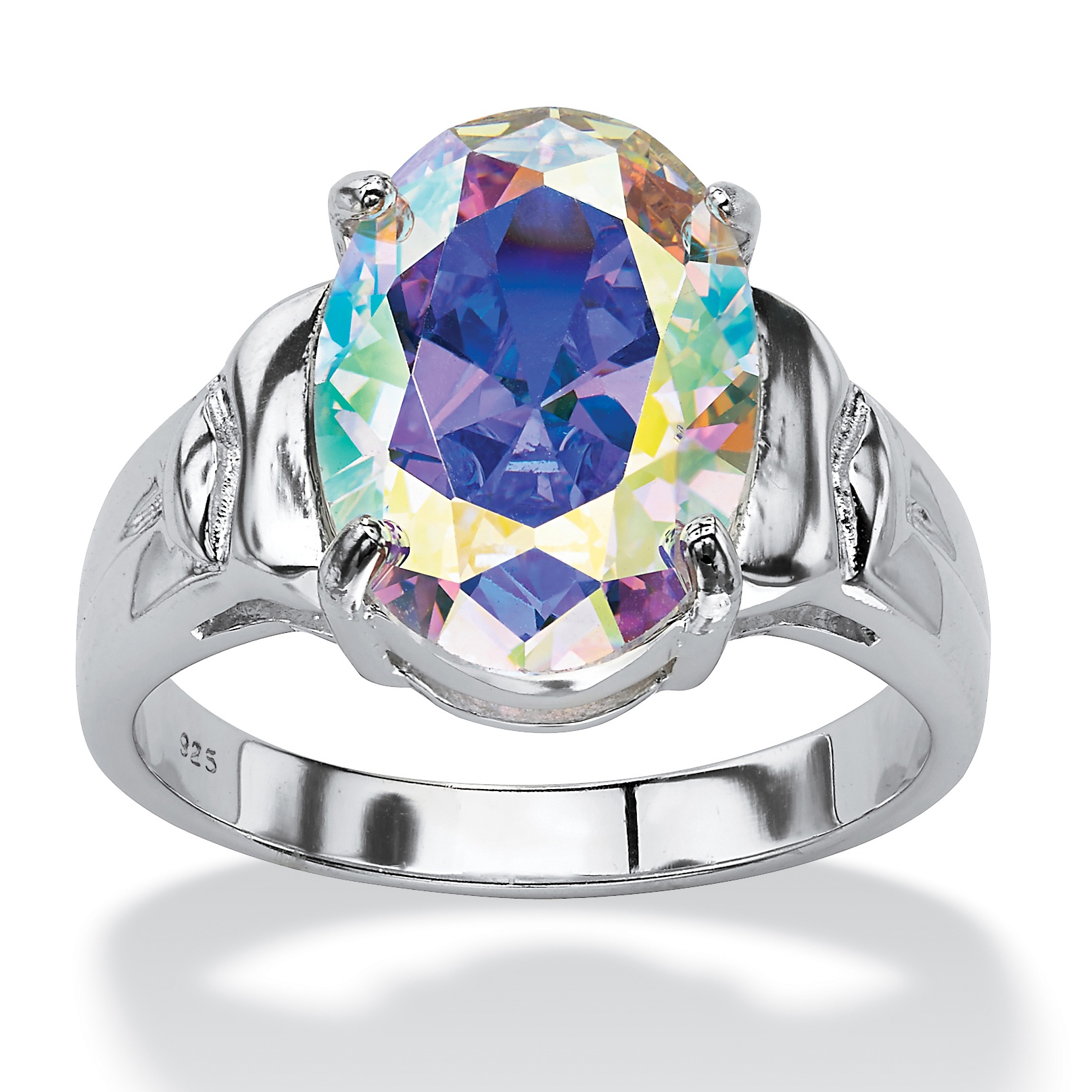 Lillith Star 5.81 TCW Oval Cut Aurora Borealis Cubic Zirconia Sterling Silver Cocktail Ring at Sears.com