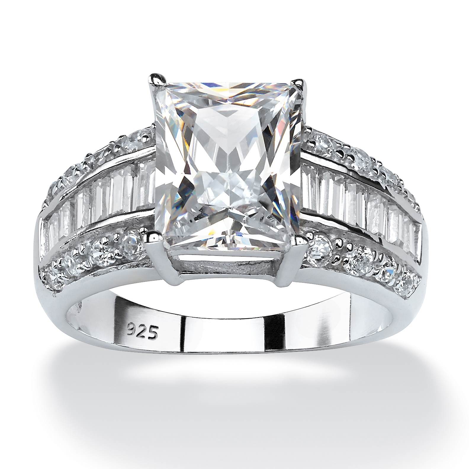 Palm Beach Jewelry 4.94 TCW Emerald-Cut Cubic Zirconia Platinum Over Sterling Silver Ring at Sears.com