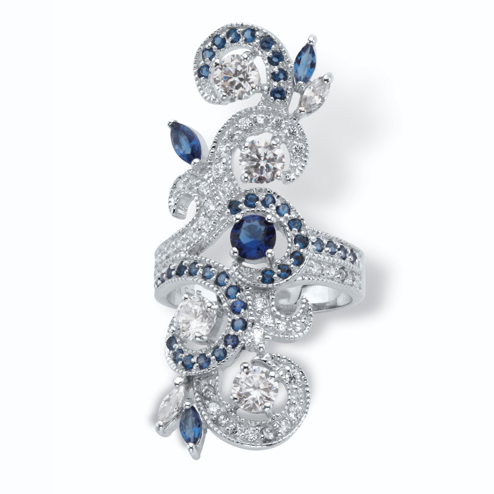 Lillith Star 1.68 TCW Round Cubic Zirconia and Marquise-Cut Blue Glass Accents Sterling Silver Swirl Ring at Sears.com
