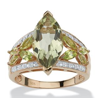Angelina D'Andrea 4.83 TCW Marquise-Cut Genuine Green Amethyst and Peridot 18k Gold over Sterling Silver Ring Angelina D'Andrea 4.83 TCW Marquise-Cut Genuine Green Amethyst and Peridot 18k Gold over Sterling Silver Ring