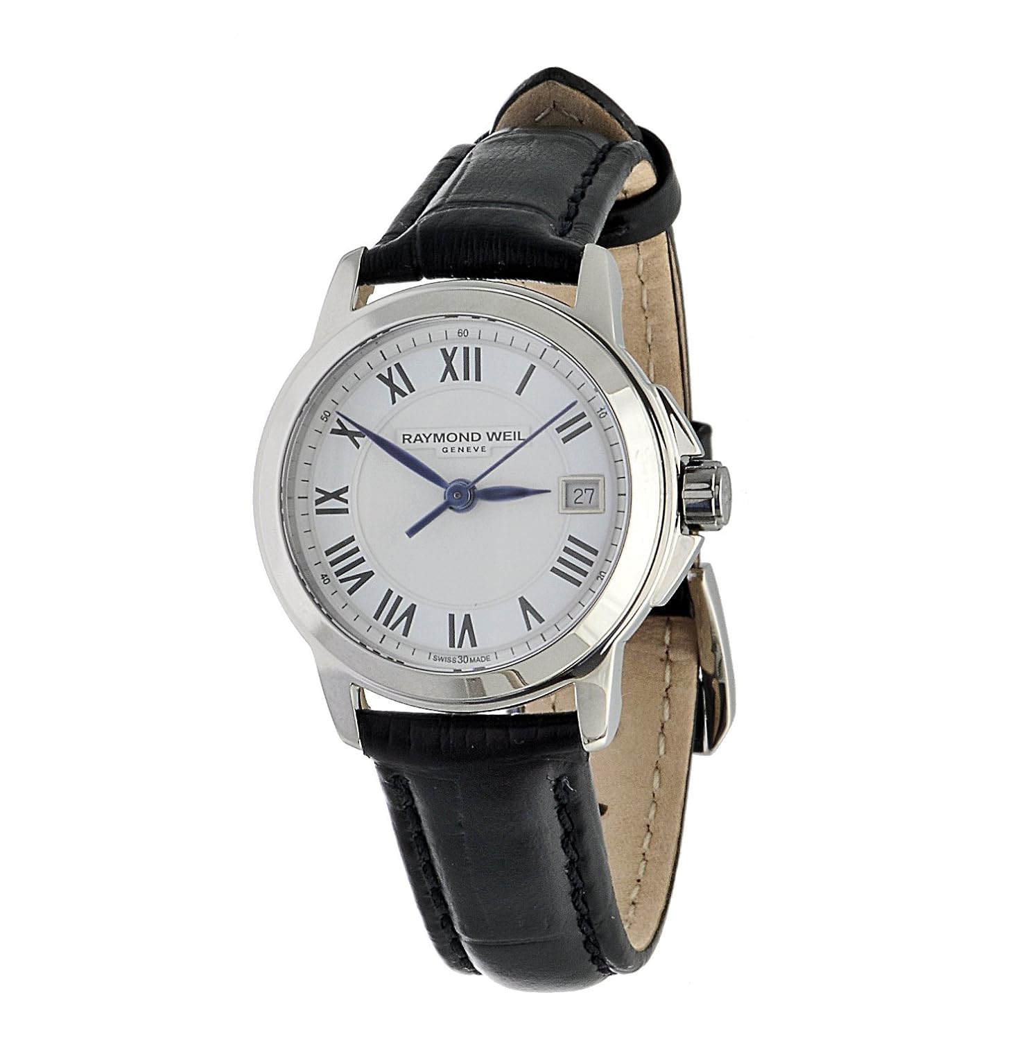 Raymond Weil Women's Tradition Stainless Steel Case Black Leather Strap with Crocodile Pattern Watch 5378-STC-00300 at Sears.com