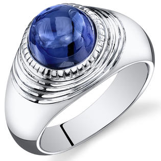 peora Mens 6.50 Carats Round Cabochon Blue Sapphire Ring In Sterling Silver With Rhodium Finish Size 8, Available Sizes 8 ... peora Mens 6.50 Carats Round Cabochon Blue Sapphire Ring In Sterling Silver With Rhodium Finish Size 8, Available Sizes 8 ...