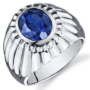 peora Mens Bezel Set 5.50 Carats Oval Cut Blue Sapphire Ring In Sterling Silver With Rhodium Finish Size 8, Available ... peora Mens Bezel Set 5.50 Carats Oval Cut Blue Sapphire Ring In Sterling Silver With Rhodium Finish Size 8, Available ...