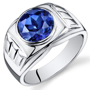peora Mens 5.50 Carats Round Cut Blue Sapphire Ring In Sterling Silver With Rhodium Finish Size 8, Available Sizes 8 ... peora Mens 5.50 Carats Round Cut Blue Sapphire Ring In Sterling Silver With Rhodium Finish Size 8, Available Sizes 8 ...