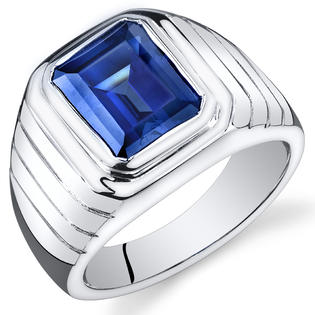peora Mens 6.50 Carats Octagon Cut Blue Sapphire Ring In Sterling Silver With Rhodium Finish Size 8, Available Sizes 8 ... peora Mens 6.50 Carats Octagon Cut Blue Sapphire Ring In Sterling Silver With Rhodium Finish Size 8, Available Sizes 8 ...