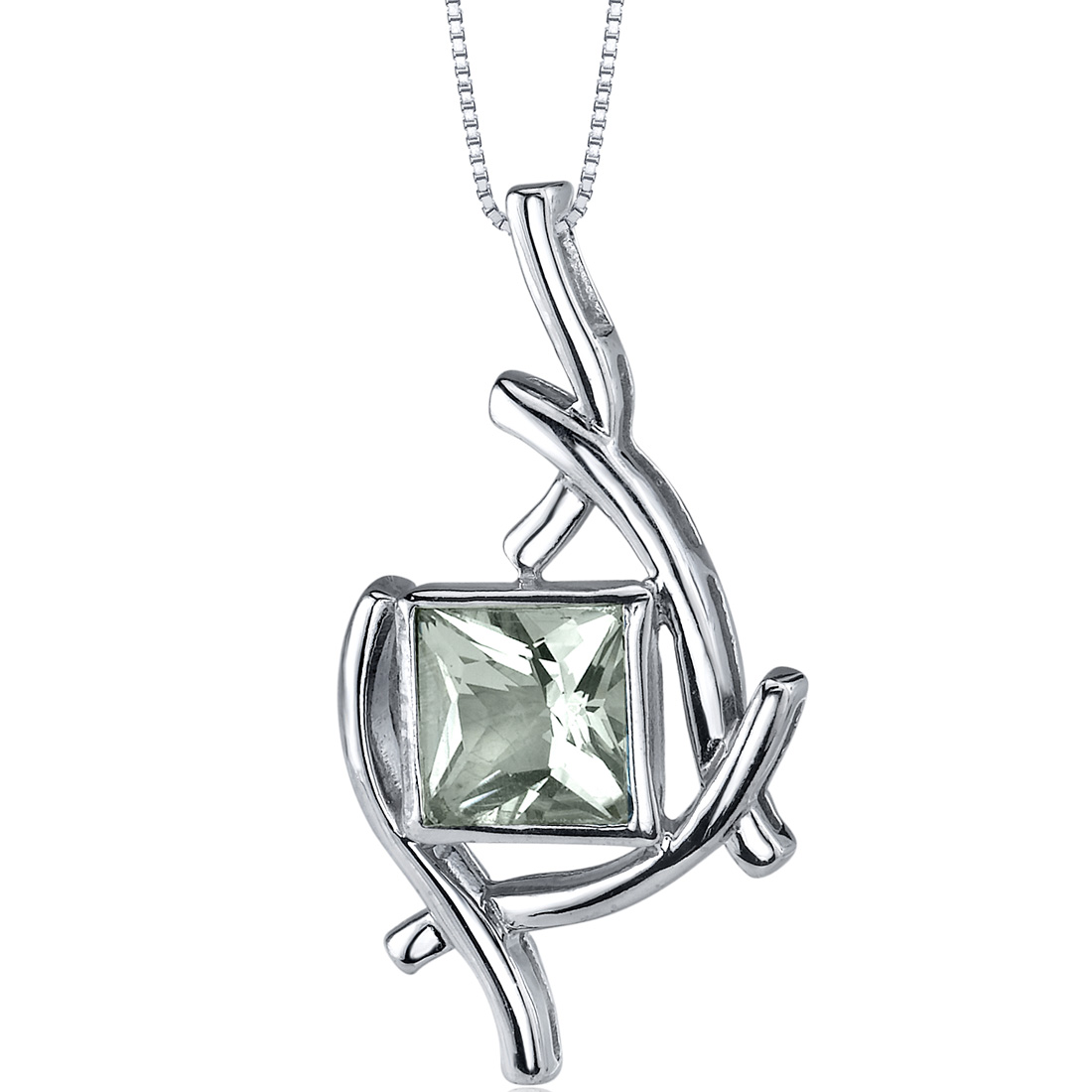 peora Artistic Design 1.50 carats Princess Cut Sterling Silver Green Amethyst Pendant at Sears.com