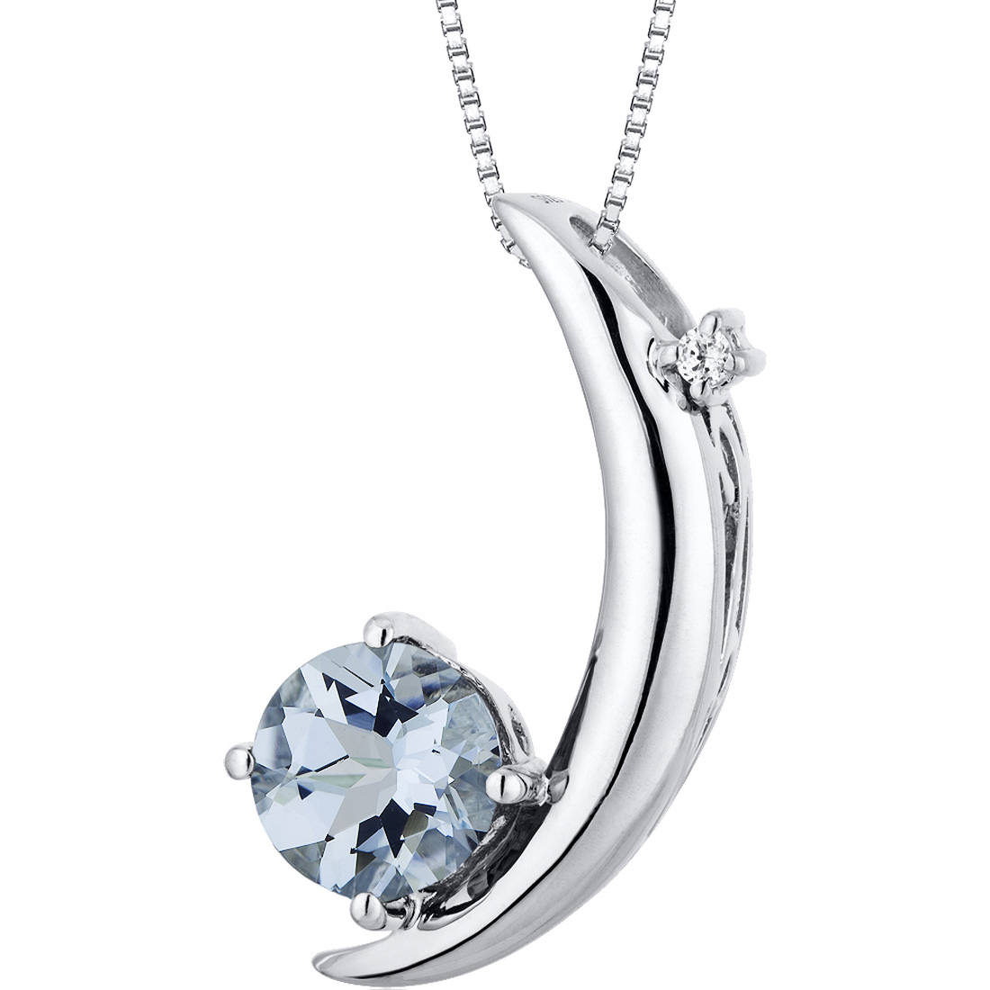 peora Crescent Moon Design 1.00 carats Round Checkerboard Cut Sterling Silver Aquamarine Pendant at Sears.com