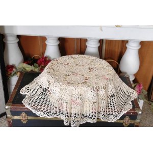 Octorose 100% Cotton Handmade Crochet Table Topper 36 inch Round White Color at Sears.com