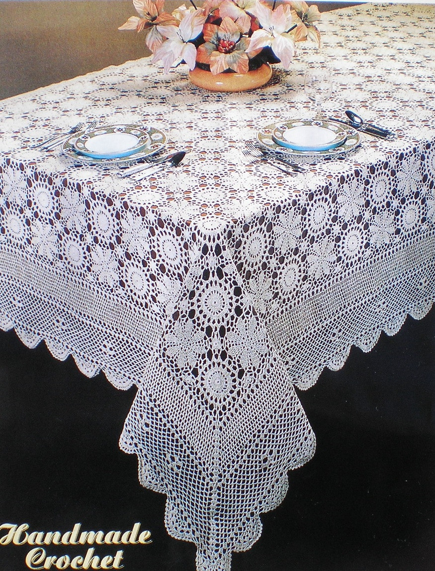 Octorose 100% Cotton Handmade Crochet Table cloth 70x90 inches Beige / Off white at Sears.com