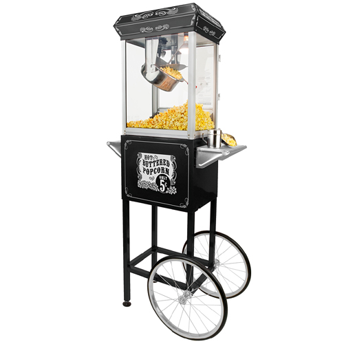 FunTime 4oz Black Popcorn Popper Machine Maker Cart Vintage Style- FT454CB at Sears.com