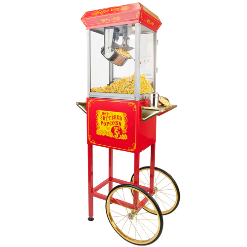 FunTime 4oz Red Popcorn Popper Machine Maker Cart Vintage Style- FT454CR at Sears.com
