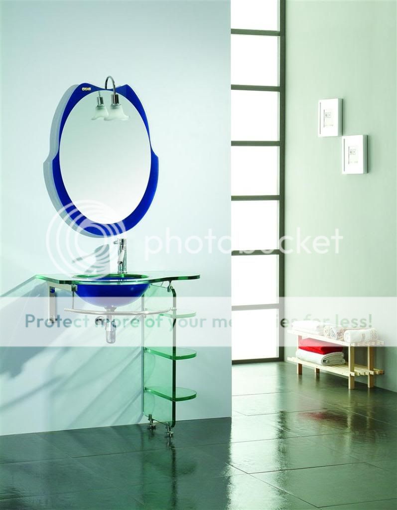 LBATH Blue Glass Bathroom Basin Sink Bath Vanity 6602 at Sears.com