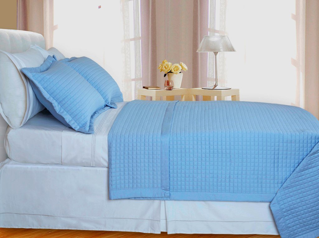 sheetsnthings Queen Size 400 Thread count Blue Coverlet Set Including Matching Shams 100% Egyptian Cotton at Sears.com