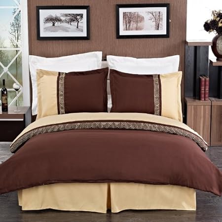 sheetsnthings 8PC Full Size EMB Astrid Gold/Chocolate bed in a bag set Including: 4pc Sheet set+ 3pc duvet cover set+1pc down Alter. comforter at Sears.com