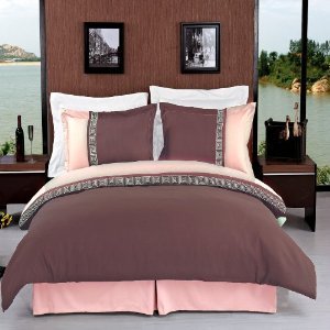 sheetsnthings 8PC King EMB Astrid Taupe/Beige bed in a bag set Including: 4pc Sheet set+ 3pc duvet cover set+1pc down Alter. comforter at Sears.com