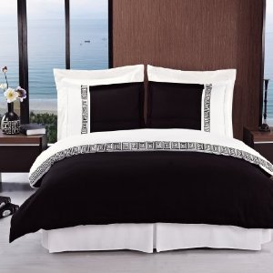 sheetsnthings 8PC Cal King EMB Astrid Black/White bed in a bag set Including: 4pc Sheet set+ 3pc duvet cover set+1pc down Alter. comforter at Sears.com