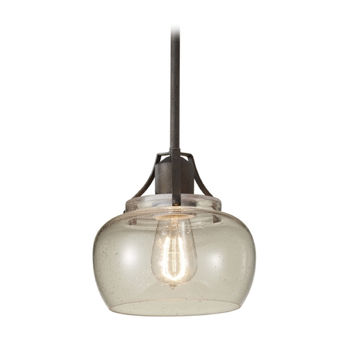 Retro Style Mini-Pendant Light with Seeded Glass Shade