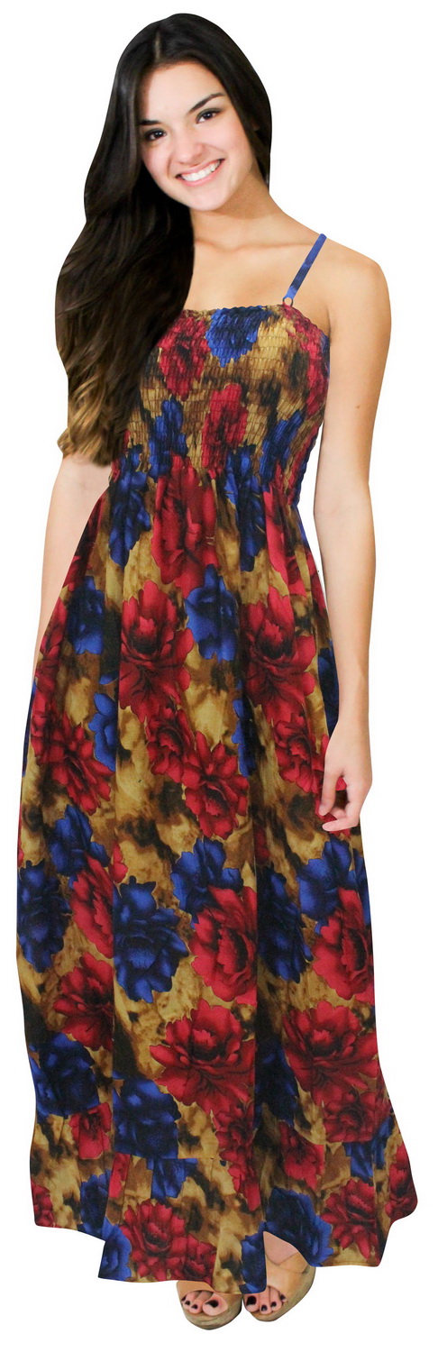 LaLeela.com 100% Cotton Floral Printed Backless Partywear Long Tube Dress LaLeela.com 100% Cotton Floral Printed Backless Partywear Long Tube Dress