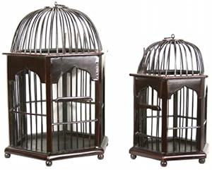 River Cottage Gardens UA9029-28-UPS 2-Piece Brown Wood Round Birdhouse Set