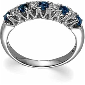 JewelryDays 14Kt White Gold Classy Sapphire and Diamond Anniversry Band at Sears.com
