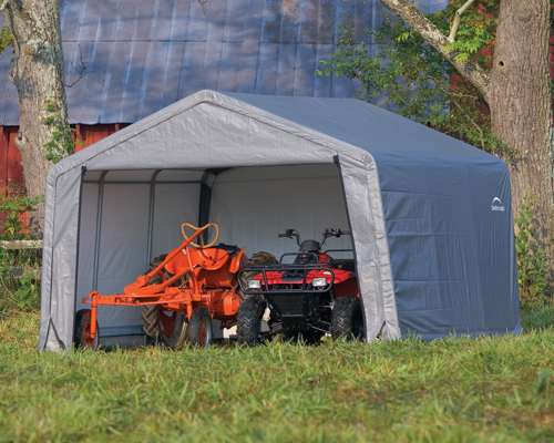 Shelter Logic 70443 12�12�8 Peak Style Storage Shed, 1-.38 in.  Frame, Grey Cover at Sears.com