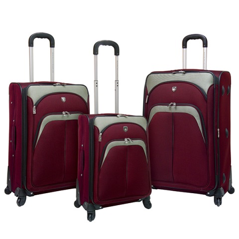 Travelers Club Luggage PR-24103-640 Lexington Collection- 3 Piece Luggage Set with 360 Degree 4-Wheel System in Maroon at Sears.com