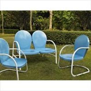 Modern Marketing Crosley Furniture KO10002BL Griffith 3 Piece Metal Outdoor Conversation Seating Set - Loveseat and 2 Chairs in Sky Blue Finish ... Modern Marketing Crosley Furniture KO10002BL Griffith 3 Piece Metal Outdoor Conversation Seating Set - Loveseat and 2 Chairs in Sky Blue Finish ...