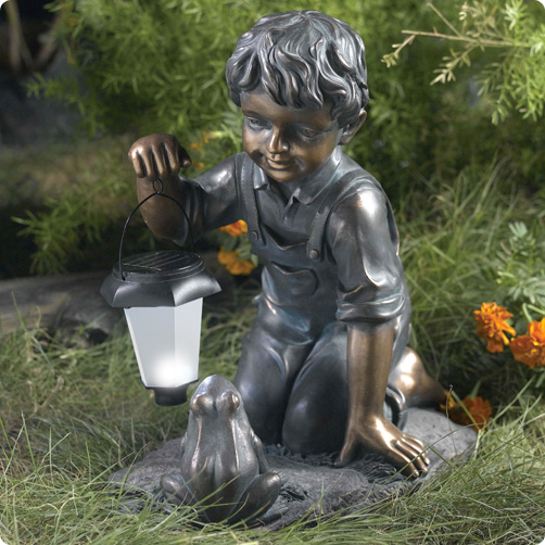 Kelkay 4872L Solar Lantern Boy and Frog Statue at Sears.com