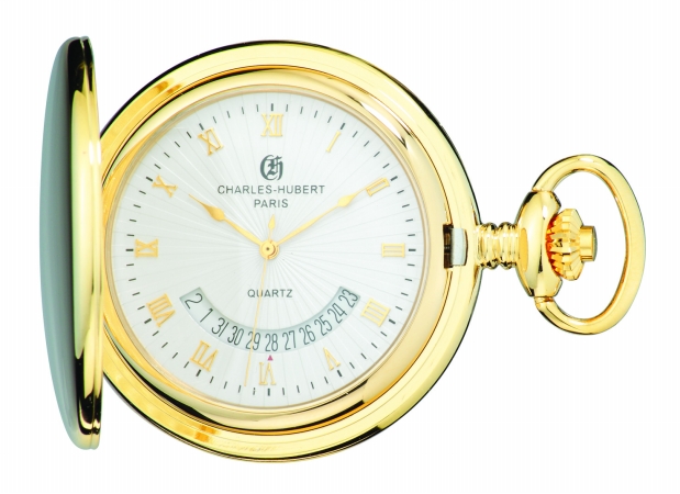 Charles-Hubert Paris 3900-G Gold-Plated Brass Hunter Case Quartz Pocket Watch at Sears.com