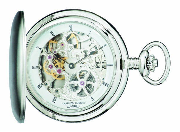 Charles-Hubert Paris 3905-W Polished Finish Stainless Steel Hunter Case Mechanical Pocket Watch at Sears.com